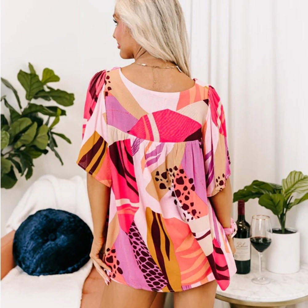 NWT Mixed Print Top - Picture 3 of 6
